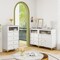 Grey Engineered Wood Cabinet with Tempered Glass Door, 3 Drawers and Adjustable Shelf